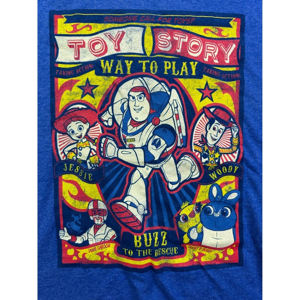 Disney Toy Story 4 Buzz Woody Jessie Graphic‎ T-Shirt Blue Mens XL XL/EG/TG